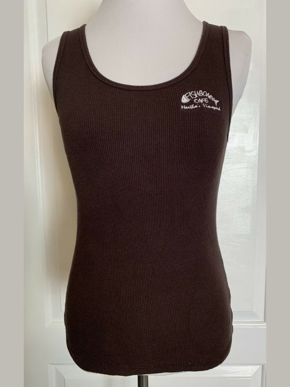 Martha's Vineyard Massachusetts Oak Bluffs Fishbones Cafe Racerback Tank Top M